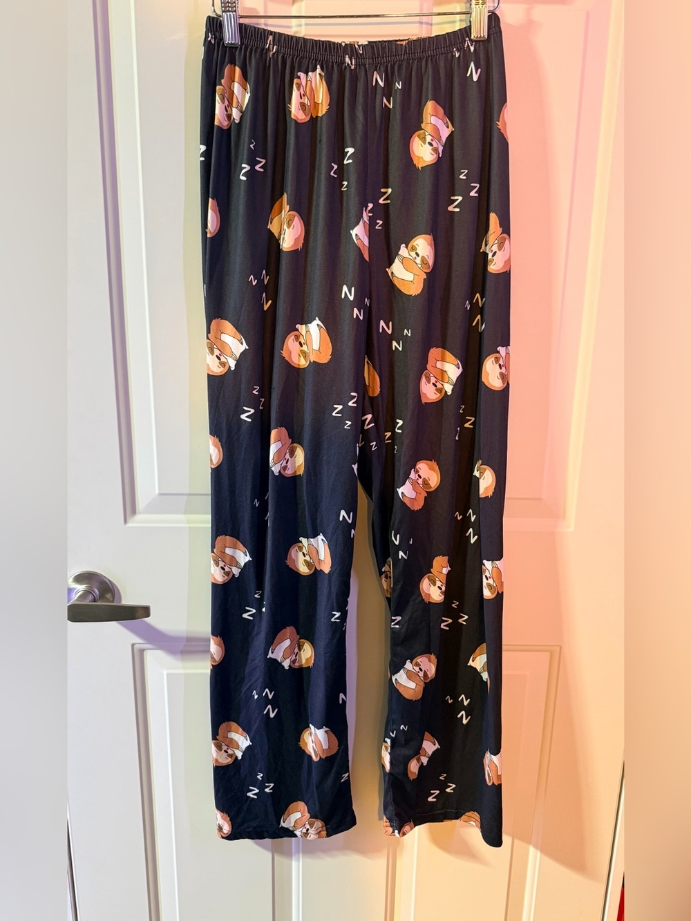 black pj pants with cartoon sloth print-small - Picture 3 of 4